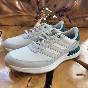 Adidas Men Golf Shoes S2G SL Leather 24 Spikeless Size 9.5 White Green Athletic